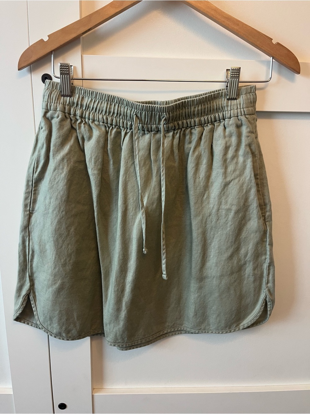 Madewell Olive Drawstring Skirt with Elastic Waist